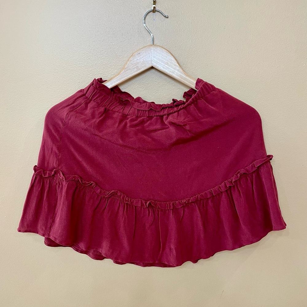 Sunday Best Burgundy Ruffle Mini Skirt XS – Aritzia